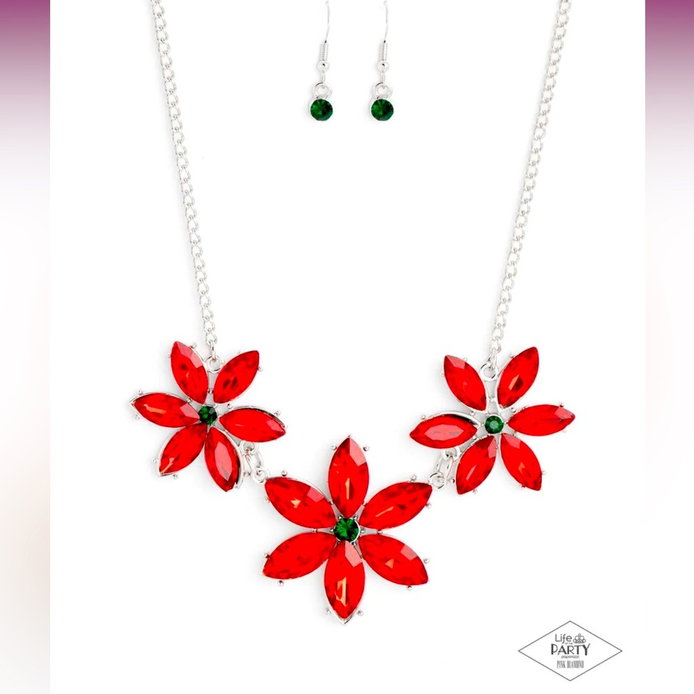 ♥️🎄♥️RARE CHRISTMAS NECKLACE❗️PAPARAZZI “MEADOW MUSE” MULTI RED NECKLACE❗️♥️🎄♥️ - Picture 4 of 8